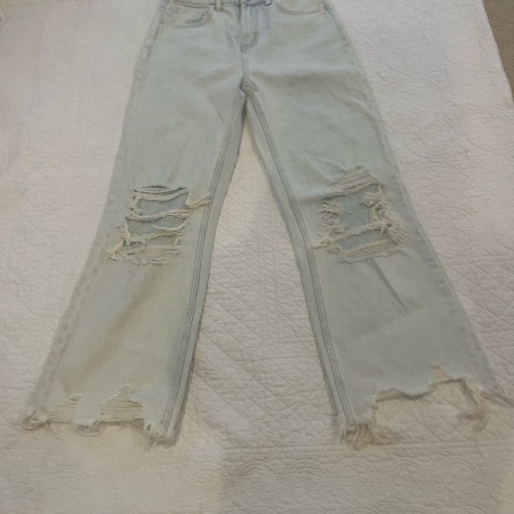 Altar'd State Light Blue Distressed Flare Jeans